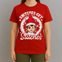Funny Christmas Snitches Get Stitches T-Shirt