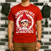 Funny Christmas Snitches Get Stitches T-Shirt