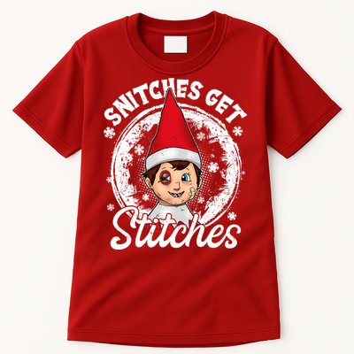 Funny Christmas Snitches Get Stitches Tall T-Shirt