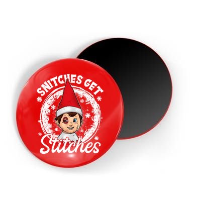 Funny Christmas Snitches Get Stitches Magnet