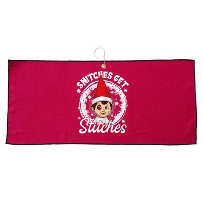 Funny Christmas Snitches Get Stitches Large Microfiber Waffle Golf Towel