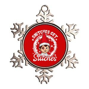 Funny Christmas Snitches Get Stitches Metallic Star Ornament