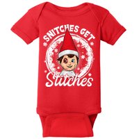 Funny Christmas Snitches Get Stitches Baby Bodysuit