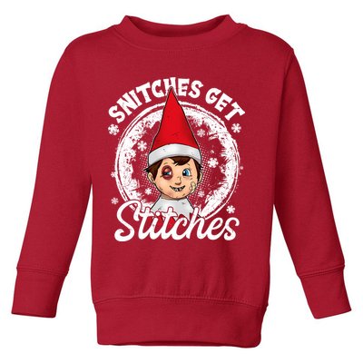 Funny Christmas Snitches Get Stitches Toddler Sweatshirt