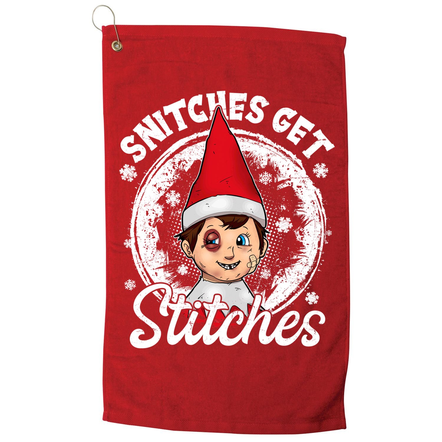 Funny Christmas Snitches Get Stitches Golf Towel