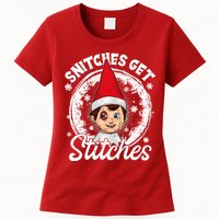 Funny Christmas Snitches Get Stitches Womens T-Shirt