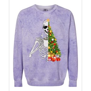 Funny Christmas Sorta Merry Sorta Scary Skeleton Xmas Tree Colorblast Crewneck Sweatshirt