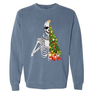 Funny Christmas Sorta Merry Sorta Scary Skeleton Xmas Tree Garment-Dyed Sweatshirt