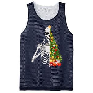 Funny Christmas Sorta Merry Sorta Scary Skeleton Xmas Tree Mesh Reversible Basketball Jersey Tank