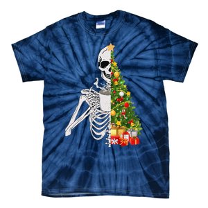 Funny Christmas Sorta Merry Sorta Scary Skeleton Xmas Tree Tie-Dye T-Shirt