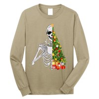 Funny Christmas Sorta Merry Sorta Scary Skeleton Xmas Tree Long Sleeve Shirt