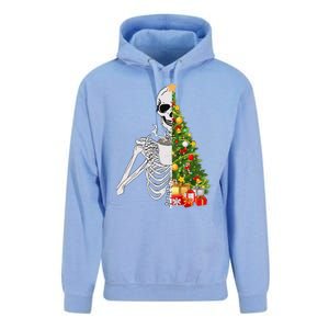 Funny Christmas Sorta Merry Sorta Scary Skeleton Xmas Tree Unisex Surf Hoodie