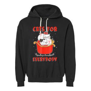 Funny Christmas Santa Cat Lover Cats For Everybody Garment-Dyed Fleece Hoodie