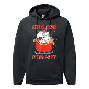 Funny Christmas Santa Cat Lover Cats For Everybody Performance Fleece Hoodie