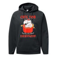 Funny Christmas Santa Cat Lover Cats For Everybody Performance Fleece Hoodie