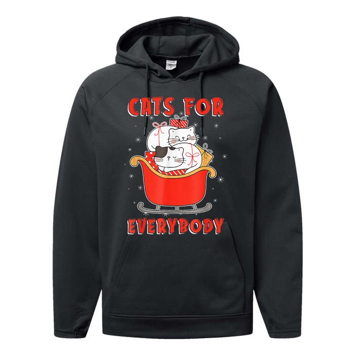 Funny Christmas Santa Cat Lover Cats For Everybody Performance Fleece Hoodie