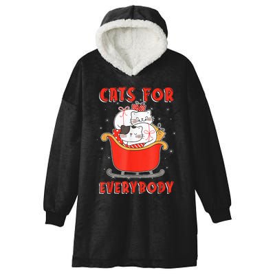 Funny Christmas Santa Cat Lover Cats For Everybody Hooded Wearable Blanket