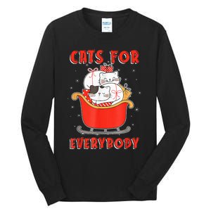 Funny Christmas Santa Cat Lover Cats For Everybody Tall Long Sleeve T-Shirt