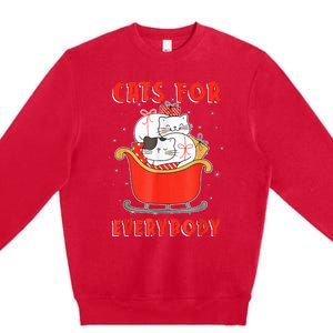 Funny Christmas Santa Cat Lover Cats For Everybody Premium Crewneck Sweatshirt