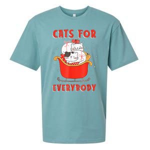 Funny Christmas Santa Cat Lover Cats For Everybody Sueded Cloud Jersey T-Shirt