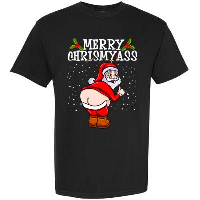 Funny Christmas Santa Claus Naked Ass Merry Chrismyass Gift Garment-Dyed Heavyweight T-Shirt