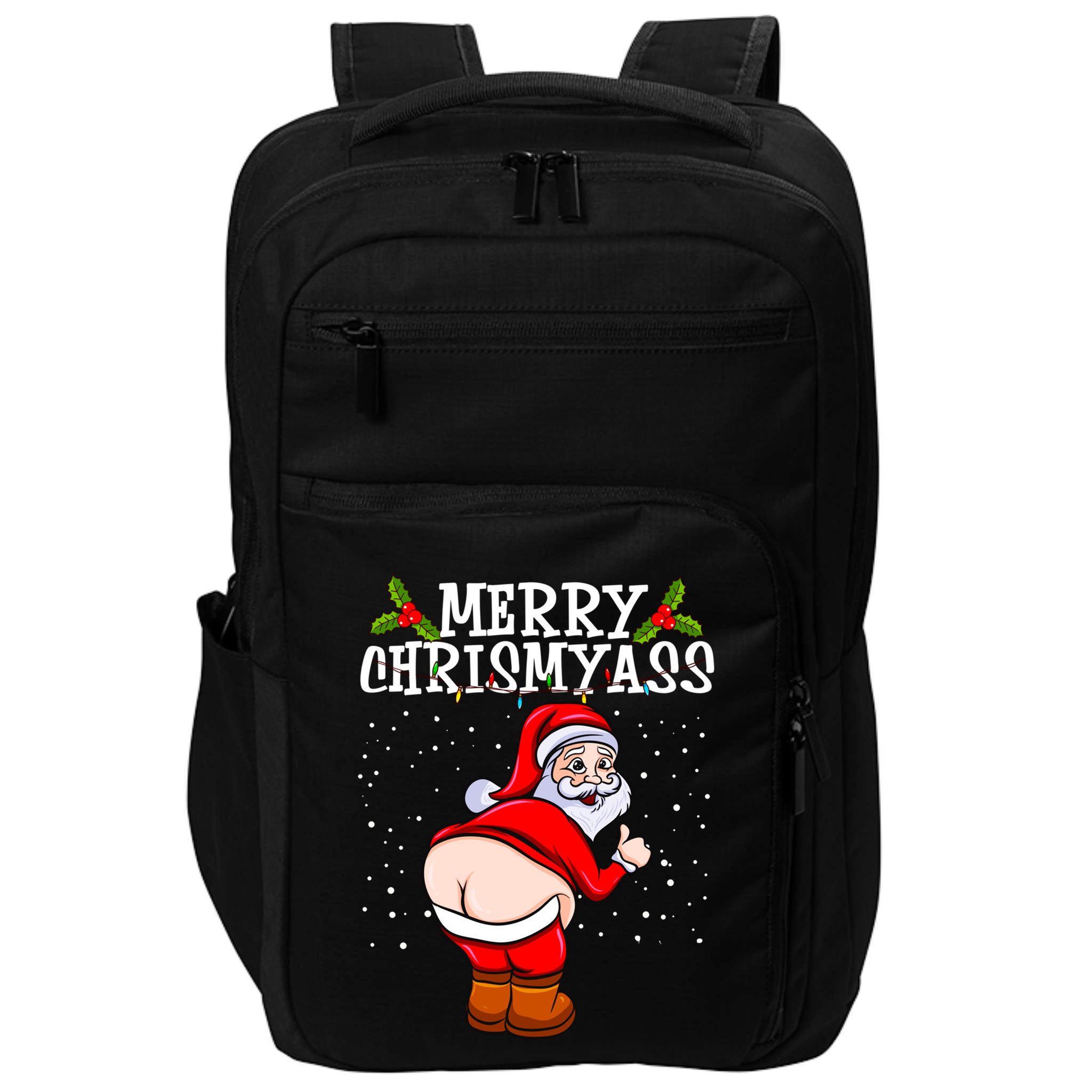 Funny Christmas Santa Claus Naked Ass Merry Chrismyass Gift Impact Tech Backpack