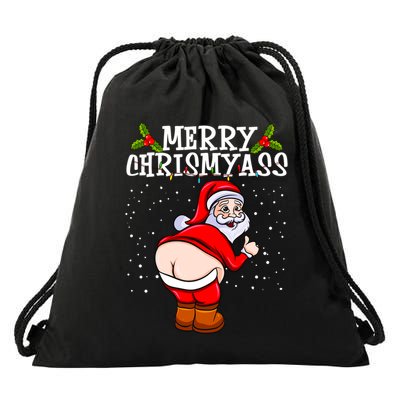 Funny Christmas Santa Claus Naked Ass Merry Chrismyass Gift Drawstring Bag