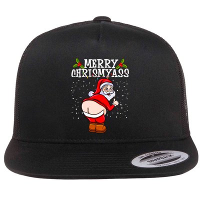 Funny Christmas Santa Claus Naked Ass Merry Chrismyass Gift Flatbill Hat