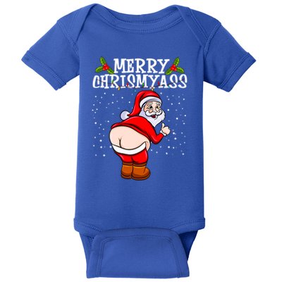 Funny Christmas Santa Claus Naked Ass Merry Chrismyass Gift Baby Bodysuit