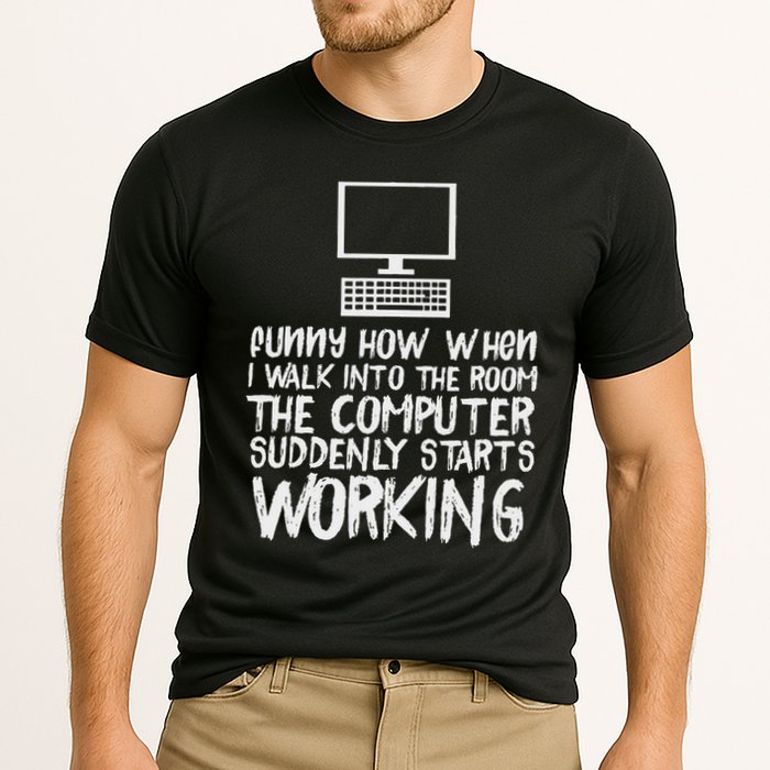 Funny Computer Starts Working Information Technology It Cooling Performance Crew T-Shirt