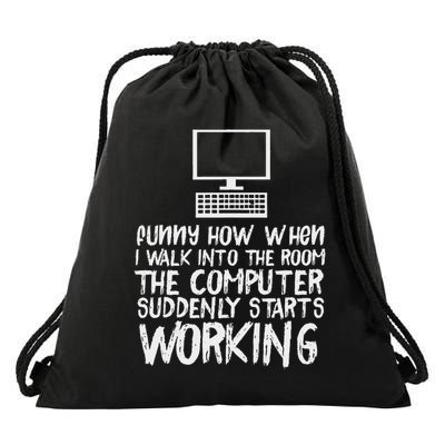 Funny Computer Starts Working Information Technology It Drawstring Bag