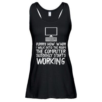 Funny Computer Starts Working Information Technology It Ladies Essential Flowy Tank