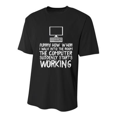 Funny Computer Starts Working Information Technology It Youth Performance Sprint T-Shirt