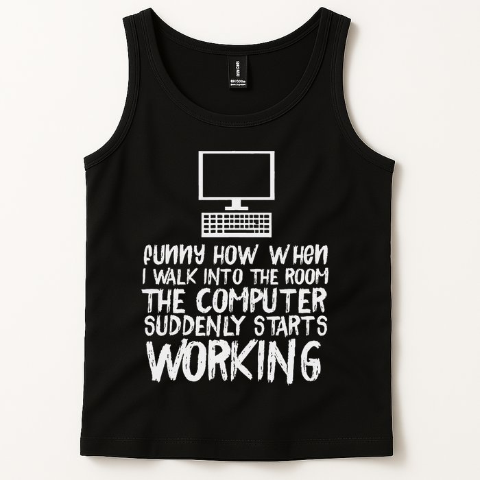Funny Computer Starts Working Information Technology It Tank Top
