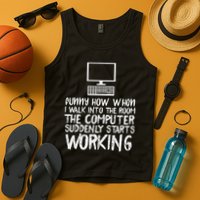Funny Computer Starts Working Information Technology It Tank Top
