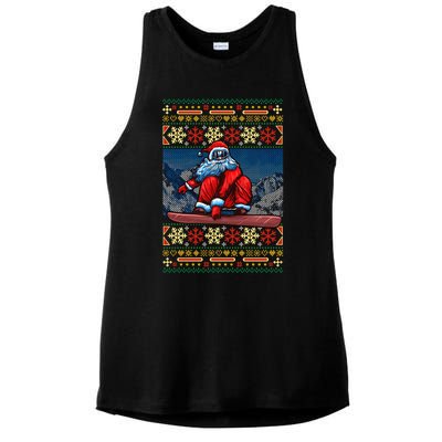 Funny Christmas Santa Claus Snowboarding Ugly Sweater Gift Funny Gift Ladies PosiCharge Tri-Blend Wicking Tank