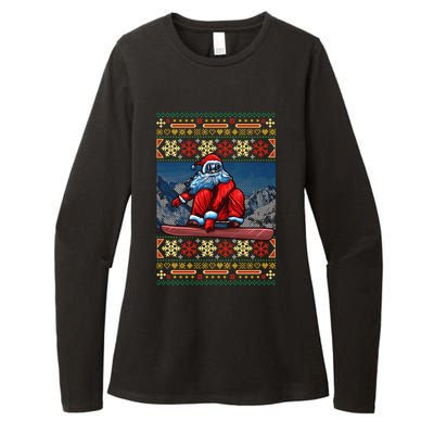 Funny Christmas Santa Claus Snowboarding Ugly Sweater Gift Funny Gift Womens CVC Long Sleeve Shirt