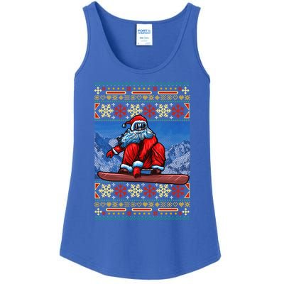 Funny Christmas Santa Claus Snowboarding Ugly Sweater Gift Funny Gift Ladies Essential Tank