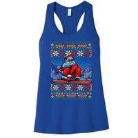 Funny Christmas Santa Claus Snowboarding Ugly Sweater Gift Funny Gift Women's Racerback Tank