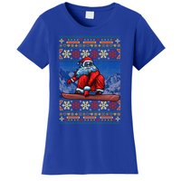 Funny Christmas Santa Claus Snowboarding Ugly Sweater Gift Funny Gift Women's T-Shirt