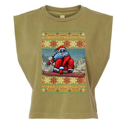 Funny Christmas Santa Claus Snowboarding Ugly Sweater Gift Funny Gift Garment-Dyed Women's Muscle Tee