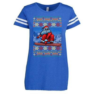 Funny Christmas Santa Claus Snowboarding Ugly Sweater Gift Funny Gift Enza Ladies Jersey Football T-Shirt