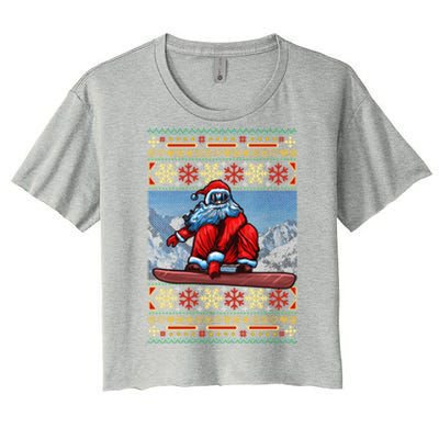 Funny Christmas Santa Claus Snowboarding Ugly Sweater Gift Funny Gift Women's Crop Top Tee