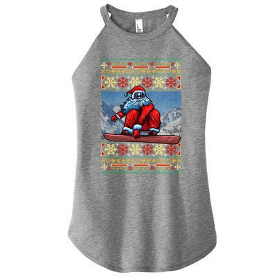 Funny Christmas Santa Claus Snowboarding Ugly Sweater Gift Funny Gift Women’s Perfect Tri Rocker Tank