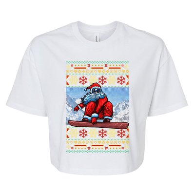 Funny Christmas Santa Claus Snowboarding Ugly Sweater Gift Funny Gift Bella+Canvas Jersey Crop Tee