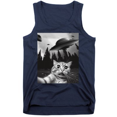 Funny Cat Selfie With Ufos Tank Top