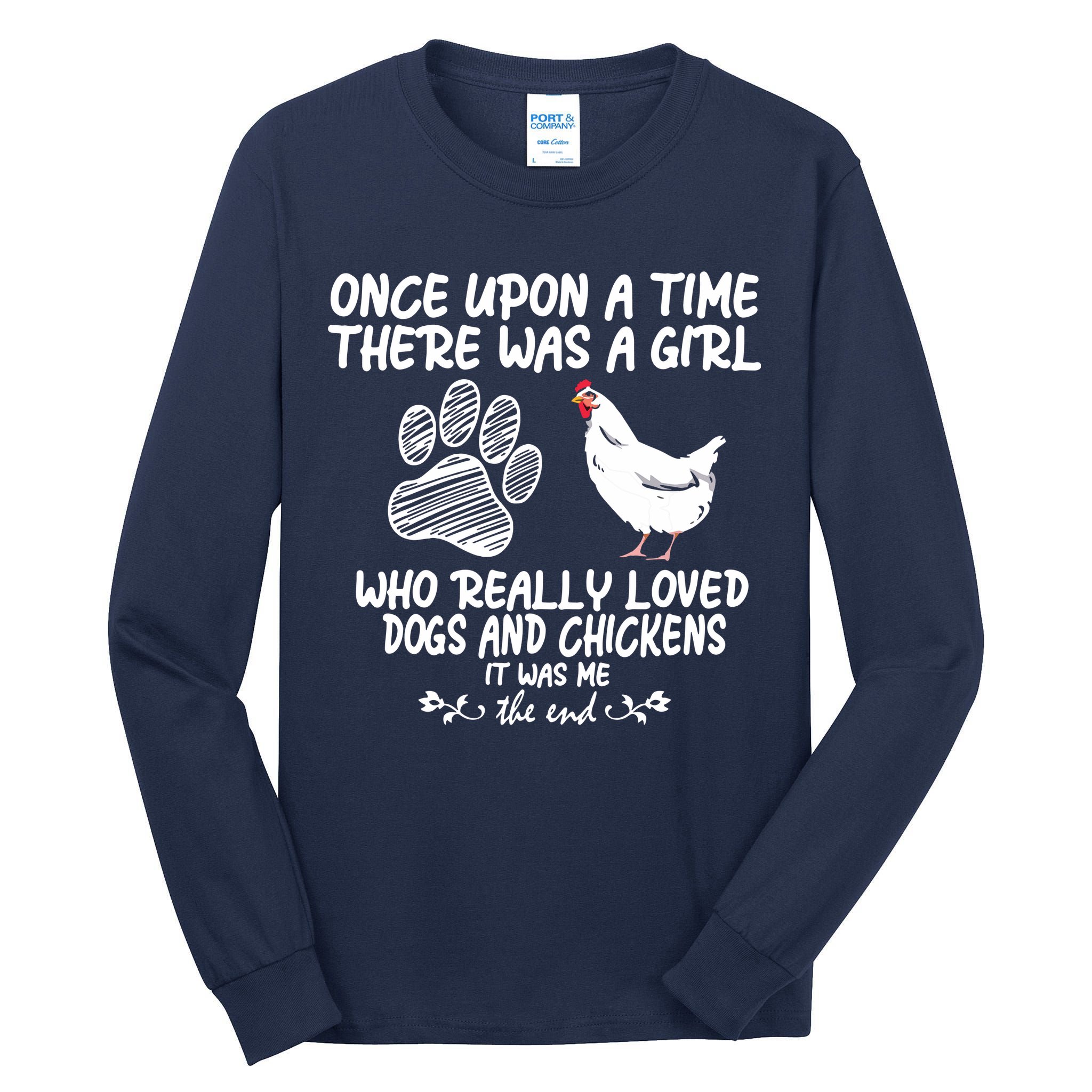 Funny Chicken Shirts For Women Funny Dog Tee Farmer Tall Long Sleeve T-Shirt