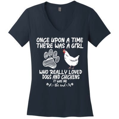 Funny Chicken Shirts For Women Funny Dog Tee Farmer Women's V-Neck T-Shirt