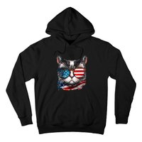 Funny Cat Sunglasses American Flag Patriotic 4th Of July Hoodie