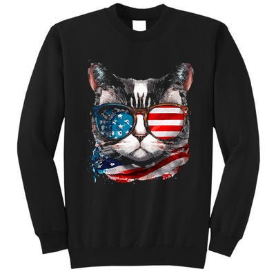 Funny Cat Sunglasses American Flag Patriotic 4th Of July Sweatshirt